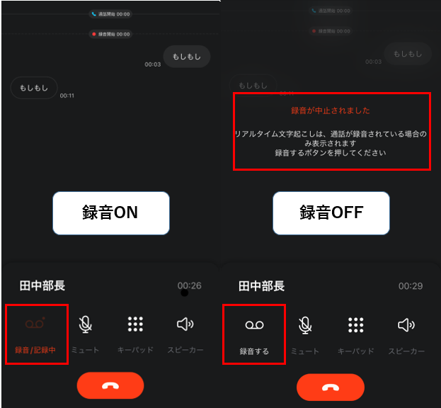 録音オン/オフボタン